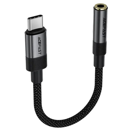 Adaptor Acefast Audio Adapter (J12), Type-C Male to Jack 3.5mm Female, Plug & Play, High-fidelity Sound, No Delay, 15cm, Negru