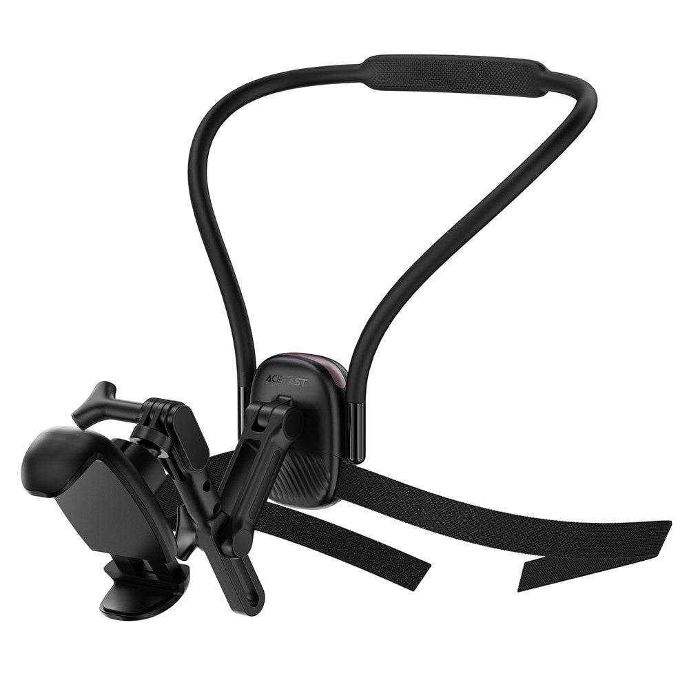 Suport Acefast Neck Phone (E33), for GoPro, Phone, with Clamp, 360° Adjustable, Secure Fit, Silicone Neckband, Negru