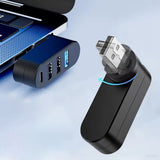Hub/Dock Techsuit Docking Station SplitterNode 4 in 1 (H17), USB to 3x USB, 1x Type-C, 5Gbps, ABS, 180° Rotation, Negru