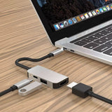 Hub/Dock Techsuit Docking Station TurboChargeX 3 in 1 (H4), Type-C to Type-C, USB, HDMI, 4K@30Hz, PD87W, Gri