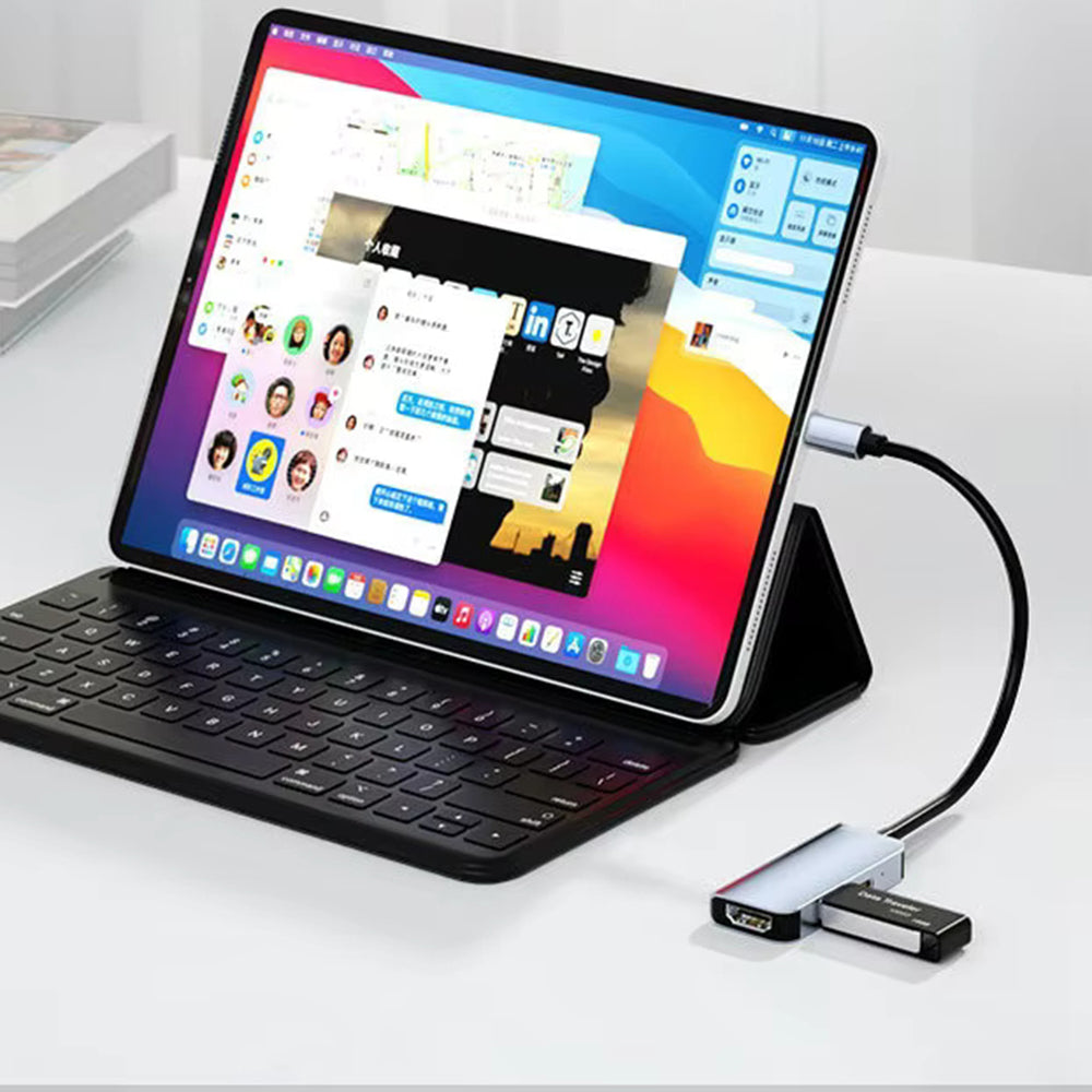 Hub/Dock Techsuit Docking Station TurboChargeX 3 in 1 (H4), Type-C to Type-C, USB, HDMI, 4K@30Hz, PD87W, Gri