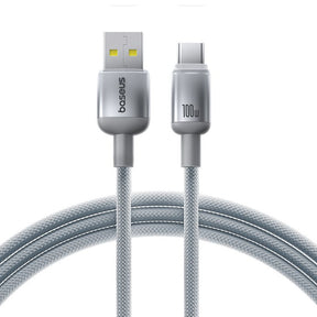 Cablu Baseus Discolor (E0420803), USB-A to USB-C, 100W, 480Mbps, 2m, Argintiu