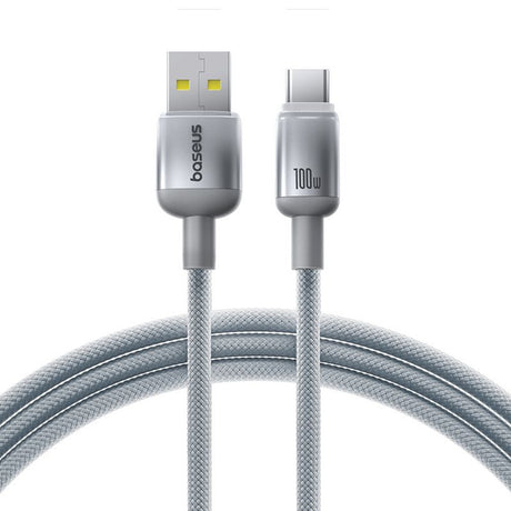 Cablu Baseus Discolor (E0420803), USB-A to USB-C, 100W, 480Mbps, 2m, Argintiu