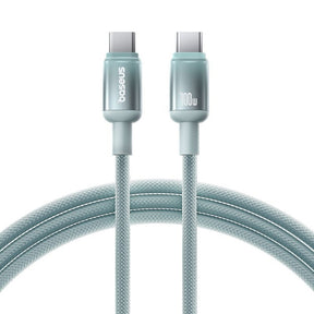 Cablu Baseus Discolor (E0420700), USB-C to USB-C, 100W, 480Mbps, 1m, Albastru /Green