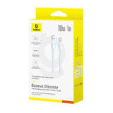 Cablu Baseus Discolor (E0420701), USB-C to USB-C, 100W, 480Mbps, 2m, Albastru /Green