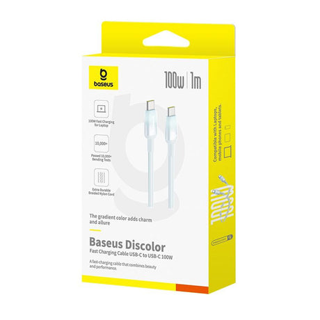 Cablu Baseus Discolor (E0420701), USB-C to USB-C, 100W, 480Mbps, 2m, Albastru /Green