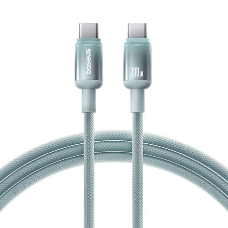 Cablu Baseus Discolor (E0420701), USB-C to USB-C, 100W, 480Mbps, 2m, Albastru /Green