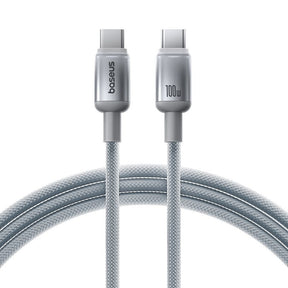 Cablu Baseus Discolor (E0420702), USB-C to USB-C, 100W, 480Mbps, 1m, Argintiu