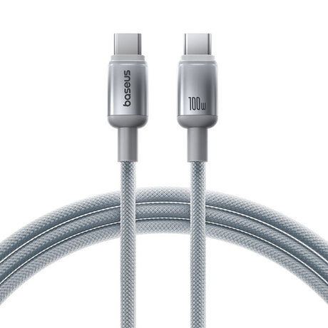Cablu Baseus Discolor (E0420702), USB-C to USB-C, 100W, 480Mbps, 1m, Argintiu