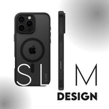 Husa de protectie PanzerGlass® HardCase Black MagSafe & Frame Series compatibil cu iPhone 16 Pro, Transparent