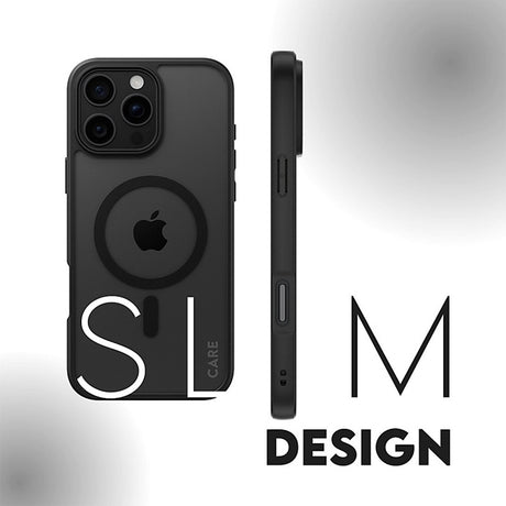Husa de protectie PanzerGlass® HardCase Black MagSafe & Frame Series compatibil cu iPhone 16 Pro, Transparent