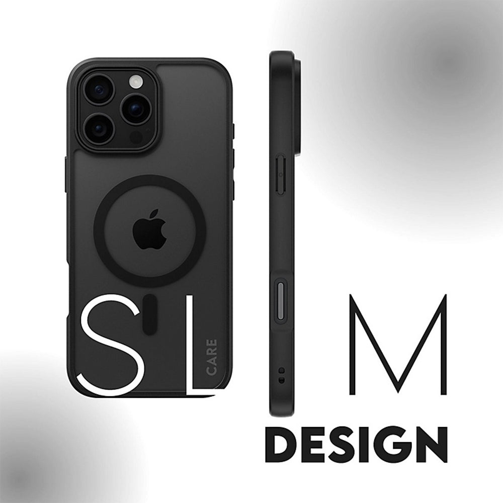 Husa de protectie PanzerGlass® HardCase Black MagSafe & Frame Series compatibil cu iPhone 16, Transparent