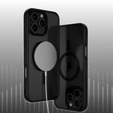 Husa de protectie PanzerGlass® HardCase Black MagSafe & Frame Series compatibil cu iPhone 16, Transparent