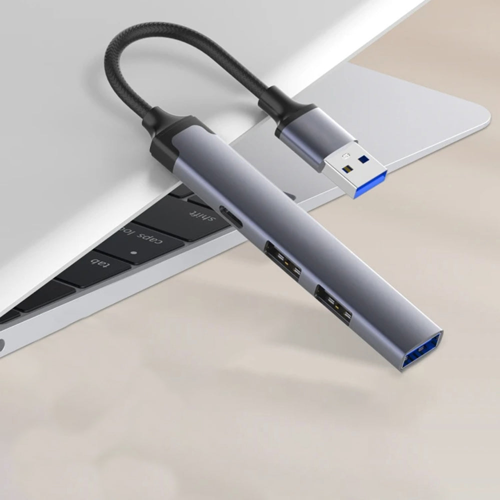 Hub/Dock Techsuit Docking Station PolarisBridge 4 in 1 (H19), USB to 2x USB 2.0, 1x USB 3.0, 1x Type-C, Gri /White