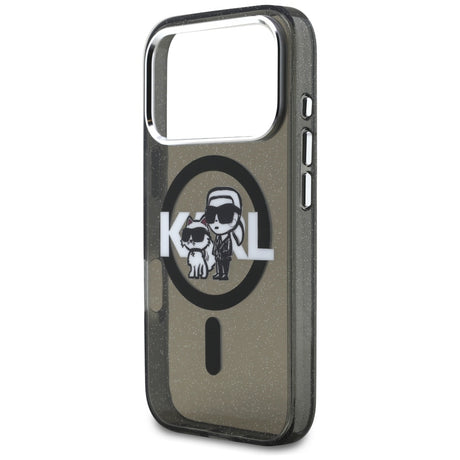 Husa de protectie Karl Lagerfeld IML Glitter Karl & Choupette Sketch Logo MagSafe (KLHMP17LHGKCGKBK) compatibil cu iPhone 17 Pro, Negru