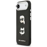 Husa de protectie Karl Lagerfeld FW Grained Karl & Choupette Heads Pins & Logo (KLHCP17MPSFDHPOK) compatibil cu iPhone 17 Air, Negru