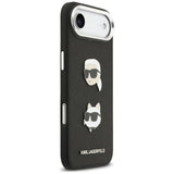 Husa de protectie Karl Lagerfeld FW Grained Karl & Choupette Heads Pins & Logo (KLHCP17MPSFDHPOK) compatibil cu iPhone 17 Air, Negru
