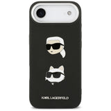 Husa de protectie Karl Lagerfeld FW Grained Karl & Choupette Heads Pins & Logo (KLHCP17MPSFDHPOK) compatibil cu iPhone 17 Air, Negru