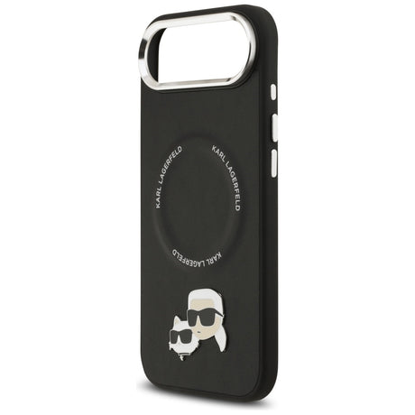 Husa de protectie Karl Lagerfeld Leather Karl & Choupette Pins MagSafe (KLHMP17MPSMLRKCK) compatibil cu iPhone 17 Air, Negru