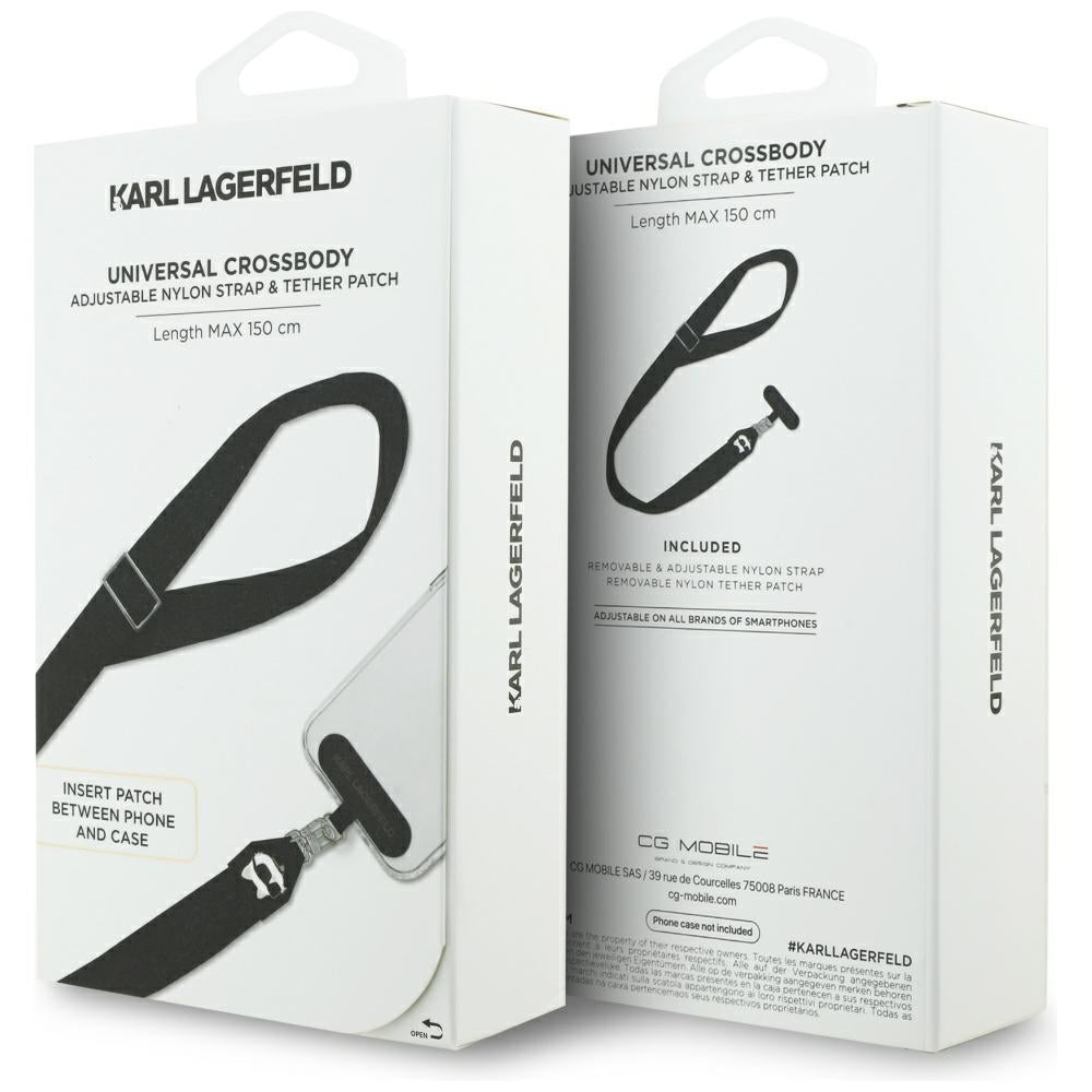 Suport Karl Lagerfeld Strap Tether Patch Choupette Metal Logo (KLUCNCHPSPK), Universal, Negru