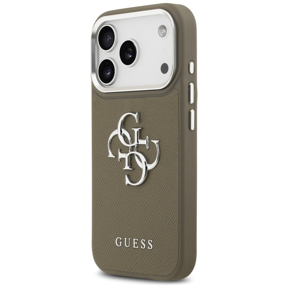 Husa de protectie Guess Hardcase Grained Big 4G Classic Logo (GUHCP17LPG4SMCEW) compatibil cu iPhone 17 Pro, Maro