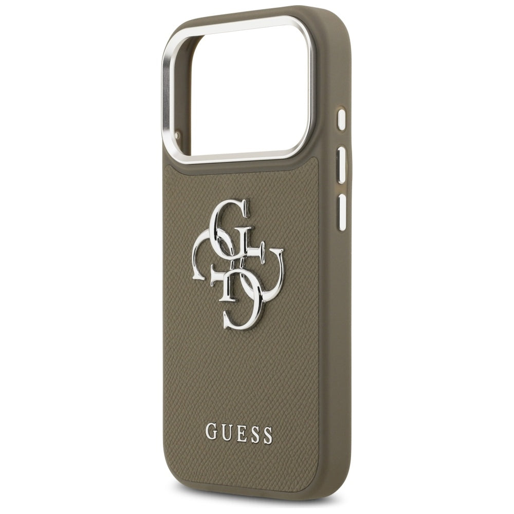 Husa de protectie Guess Hardcase Grained Big 4G Classic Logo (GUHCP17LPG4SMCEW) compatibil cu iPhone 17 Pro, Maro