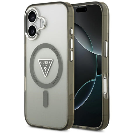Husa de protectie Guess IML Gradient Triangle Logo MagSafe (GUHMP17SHGTMLCGA) compatibil cu iPhone 17, Kaki