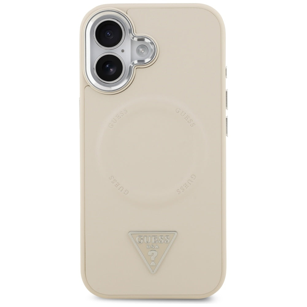 Husa de protectie Guess Hardcase Triangle Logo MagSafe (GUHMP17SPSDTSCME) compatibil cu iPhone 17, Bej