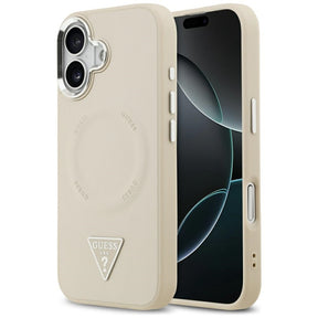 Husa de protectie Guess Hardcase Triangle Logo MagSafe (GUHMP17SPSDTSCME) compatibil cu iPhone 17, Bej