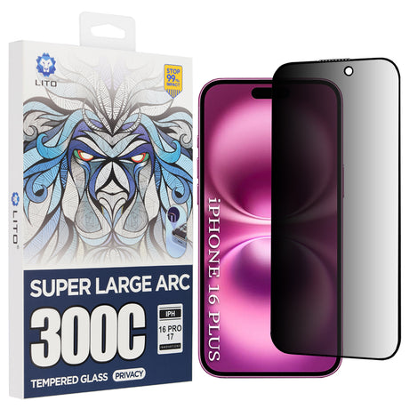 Folie de protectie Lito D+ Max Privacy 300C compatibil cu iPhone 16 Plus, Negru