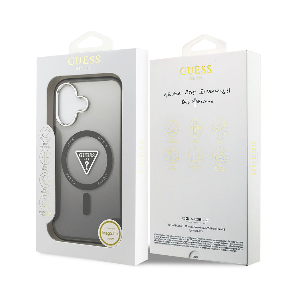 Husa de protectie Guess IML Gradient Triangle Logo MagSafe (GUHMP17SHGTMLCGK) compatibil cu iPhone 17, Negru