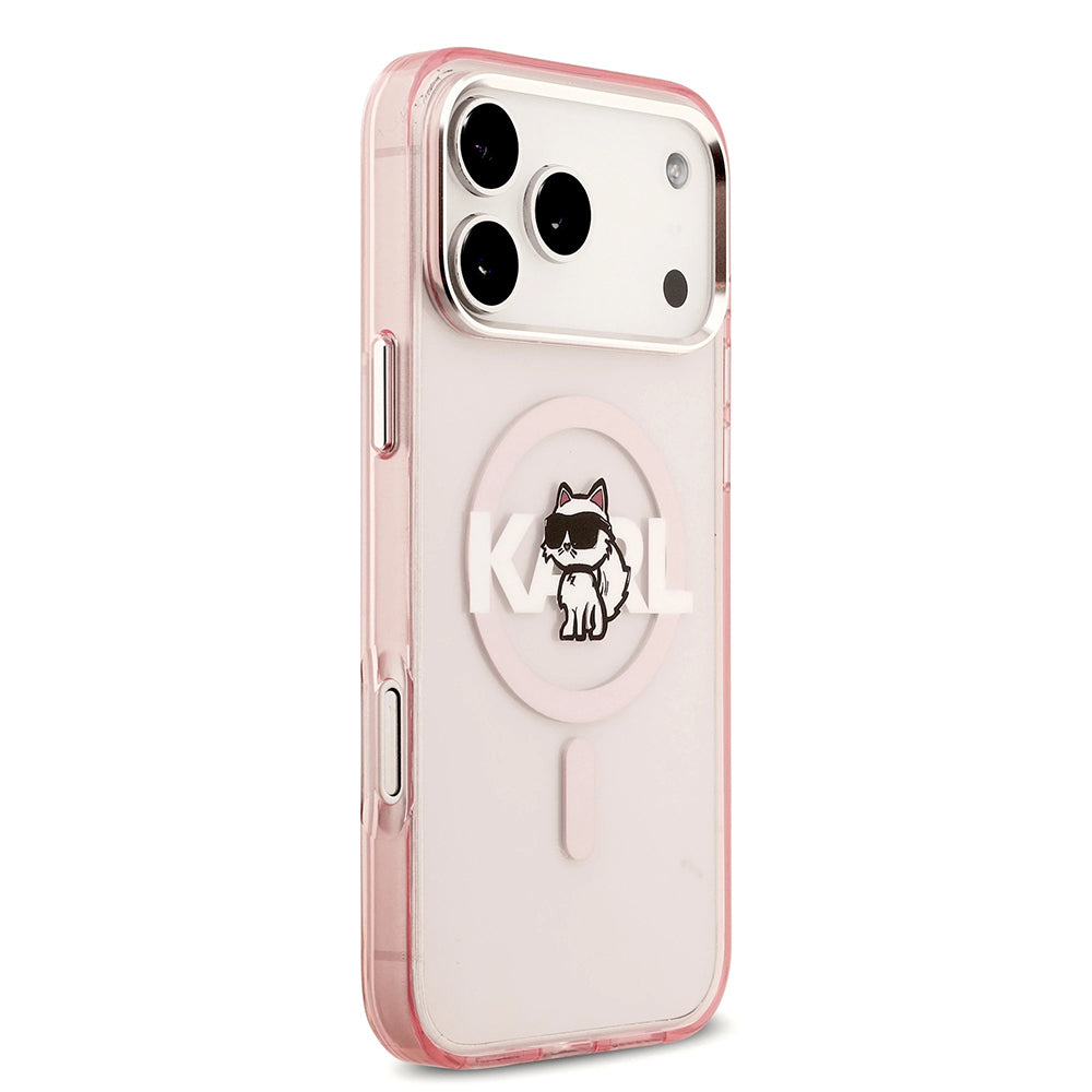 Husa de protectie Karl Lagerfeld IML Choupette Sketch Logo MagSafe (KLHMP17LHGCHGKBP) compatibil cu iPhone 17 Pro, Roz