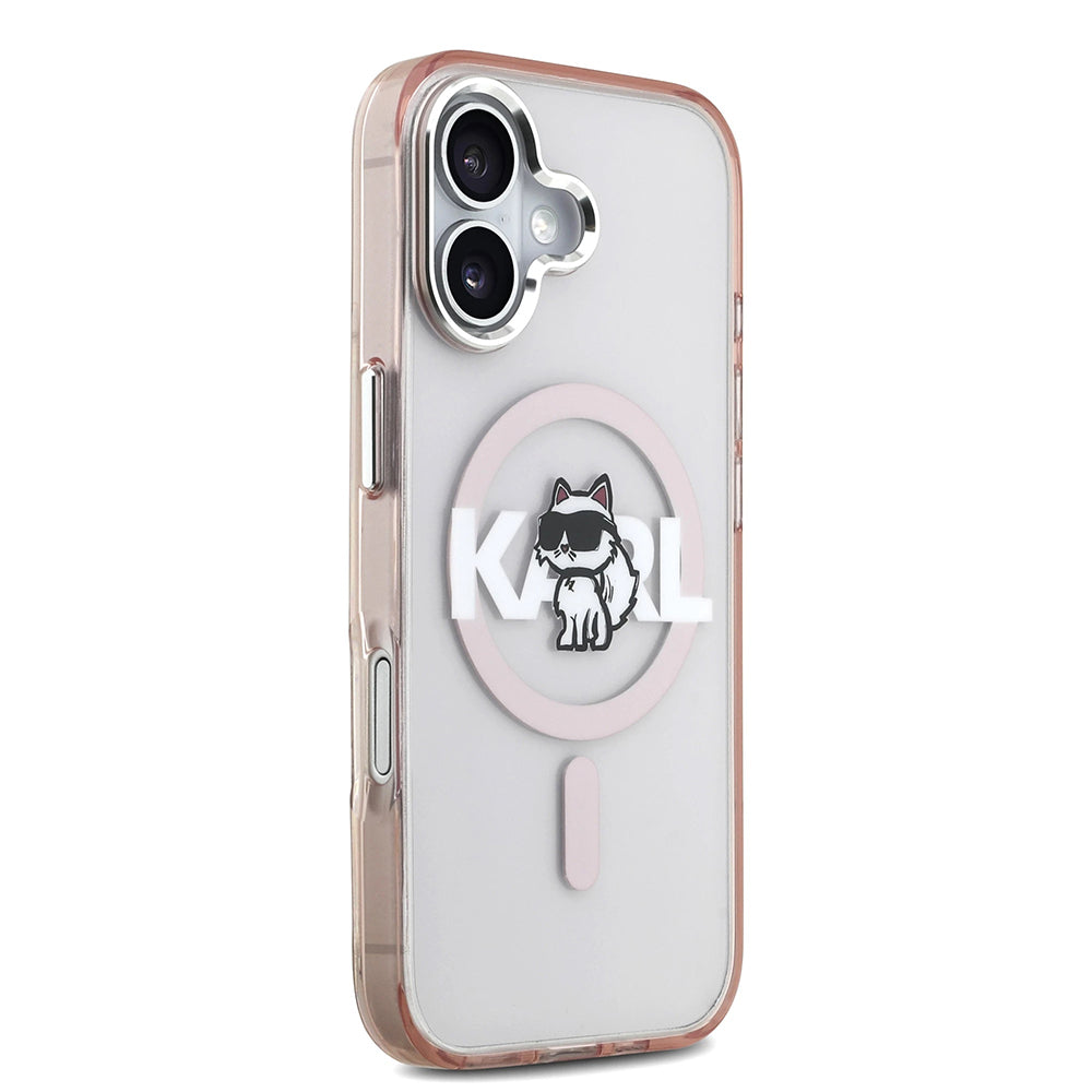 Husa de protectie Karl Lagerfeld IML Choupette Sketch Logo MagSafe (KLHMP17SHGCHGKBP) compatibil cu iPhone 17, Roz