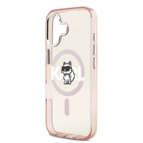 Husa de protectie Karl Lagerfeld IML Choupette Sketch Logo MagSafe (KLHMP17SHGCHGKBP) compatibil cu iPhone 17, Roz