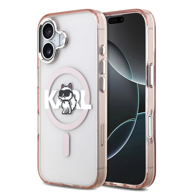Husa de protectie Karl Lagerfeld IML Choupette Sketch Logo MagSafe (KLHMP17SHGCHGKBP) compatibil cu iPhone 17, Roz