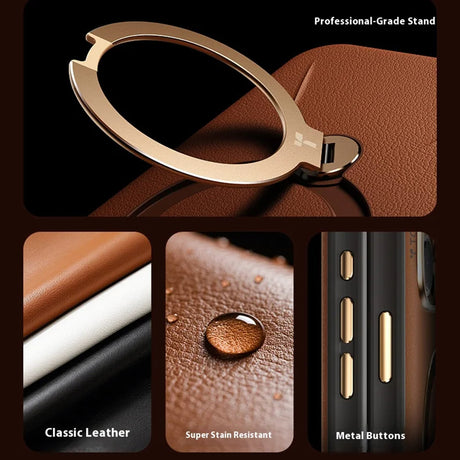 Husa de protectie Torras QPRO Leather Series compatibil cu iPhone 17 Pro, Portocaliu