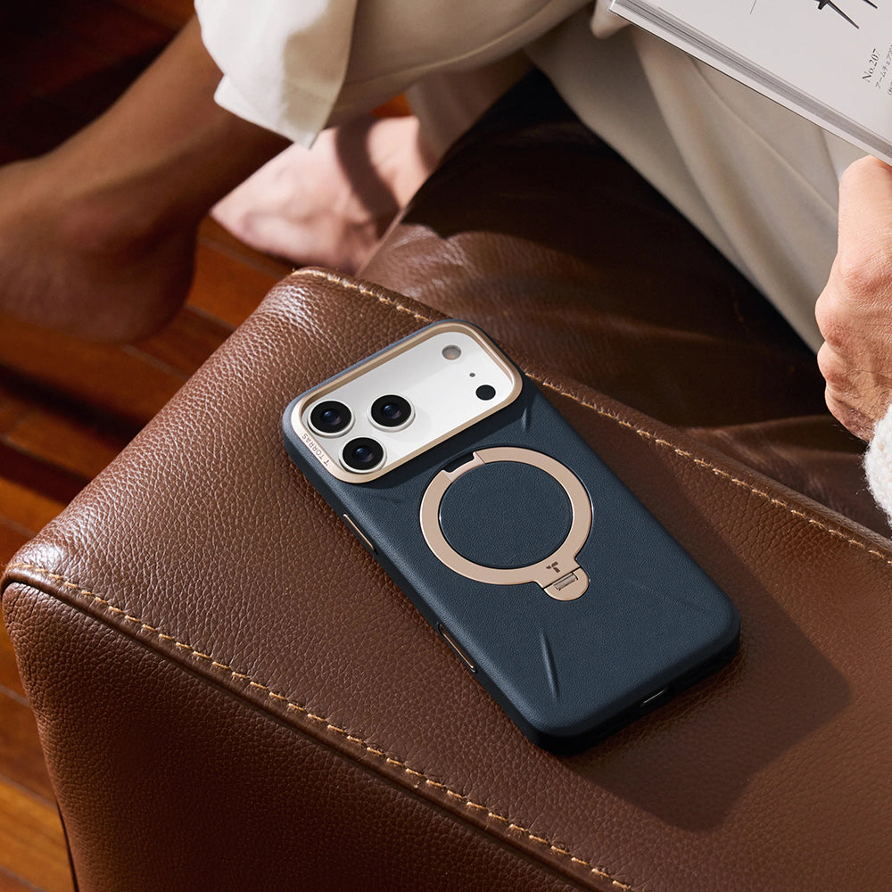 Husa de protectie Torras QPRO Leather Series compatibil cu iPhone 17 Pro, Portocaliu