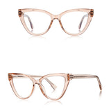 Techsuit Anti-Blue Light Glasses Reflex PC (2279), for Women, Cat Eye, TR90&Metal Frame, AC Lens, Transparent /Brown