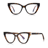 Techsuit Anti-Blue Light Glasses Reflex PC (2279), for Women, Cat Eye, TR90&Metal Frame, AC Lens, Leopard