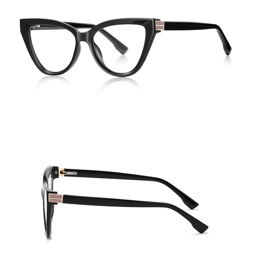 Techsuit Anti-Blue Light Glasses Reflex PC (2279), for Women, Cat Eye, TR90&Metal Frame, AC Lens, Negru