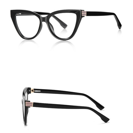 Techsuit Anti-Blue Light Glasses Reflex PC (2279), for Women, Cat Eye, TR90&Metal Frame, AC Lens, Negru