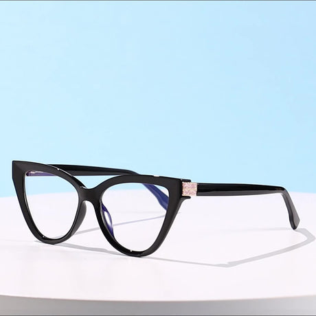 Techsuit Anti-Blue Light Glasses Reflex PC (2279), for Women, Cat Eye, TR90&Metal Frame, AC Lens, Negru