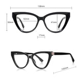 Techsuit Anti-Blue Light Glasses Reflex PC (2279), for Women, Cat Eye, TR90&Metal Frame, AC Lens, Negru