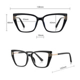 Techsuit Anti-Blue Light Glasses Reflex PC (2275), for Women, Rectangle, TR90&Metal Frame, AC Lens, Negru /Gold