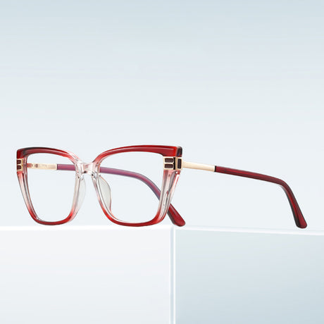 Techsuit Anti-Blue Light Glasses Reflex PC (2275), for Women, Rectangle, TR90&Metal Frame, AC Lens, Negru /Gold