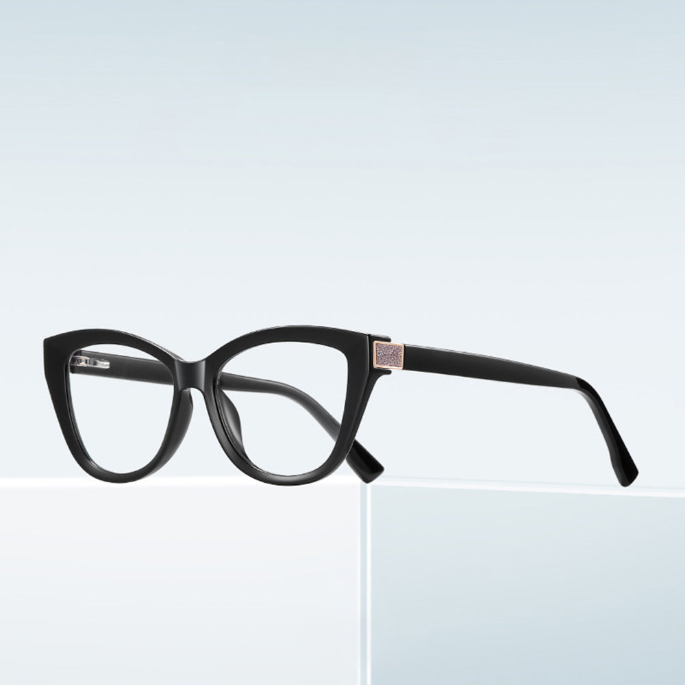 Techsuit Anti-Blue Light Glasses Reflex PC (2276), for Women, Cat Eye, TR90&PC Frame, AC Lens, Negru