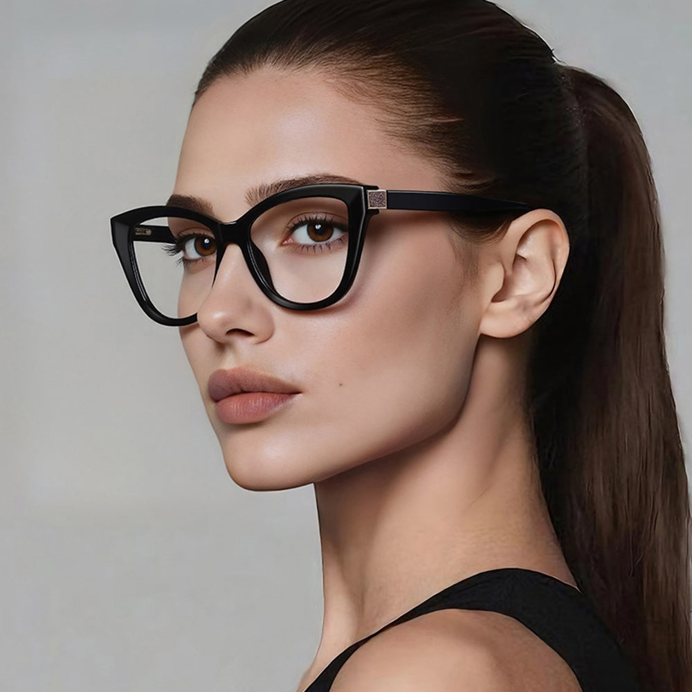 Techsuit Anti-Blue Light Glasses Reflex PC (2276), for Women, Cat Eye, TR90&PC Frame, AC Lens, Negru