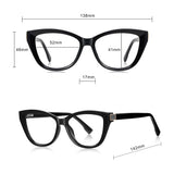 Techsuit Anti-Blue Light Glasses Reflex PC (2276), for Women, Cat Eye, TR90&PC Frame, AC Lens, Negru