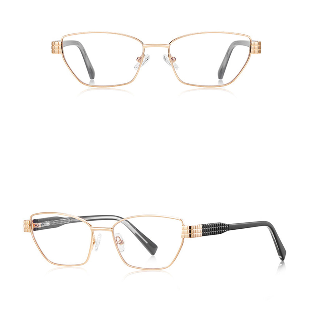 Techsuit Anti-Blue Light Glasses Reflex PC (3162), for Women, Rectangle, Metal Frame, AC Lens, Auriu