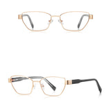 Techsuit Anti-Blue Light Glasses Reflex PC (3162), for Women, Rectangle, Metal Frame, AC Lens, Auriu